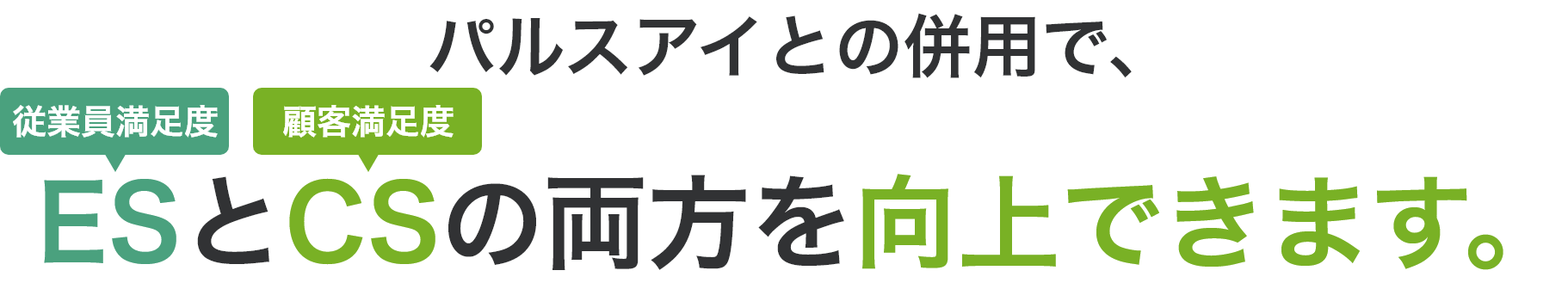 パルスアイとの併用で、ES（従業員満足度）とCS（顧客員満足度）の両方を向上できます。